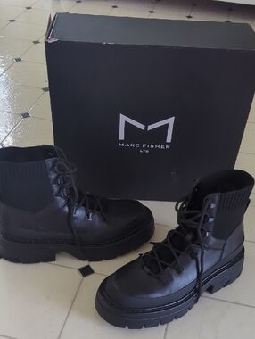 Marc Fisher Black Combat Moto Boots